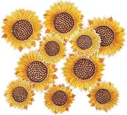 DIYEAH 10pcs Sunflower Embroidered Patches DIY Sew Applique for Clothing Backpacks and Crafts Small Large Durable Decorative Cloth Repair