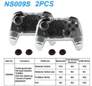 2PCS Bluetooth 2.4G Wireless Controller For Nintendo Switch Pro PC TV Box Smart Phone Tablet PS3 Tesla Shock Joystick Gamepad No Box 2PC Crystal