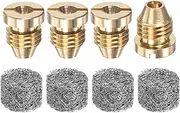 uxcell 4-Set Foam Cannon Orifice Nozzle, 1.1mm Brass Universal Thread Tips with Foam Maker for Snow Bubble Sprayer/Garden Hose/Kitchen Cleaners, Sprayer Connector Replacement Nozzles