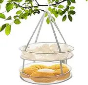 Sweater Drying Rack | 2-Tier Foldable Drying Rack with Hook - Space Saving Laundry Flat Mesh Basket Dry Hanger for Clothes