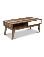 [Artiss] Coffee Table 2 Storage Drawers Open Shelf Scandinavian Wooden White