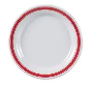 Yanco China HS-106 Houston Red Band/White Melamine 6.5" dia. Plate - 4 Doz