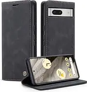 [Cracedily] Mobile Phone Case for Google Pixel 7A Case, Flip Case Premium Leather Flip Case Magnetic Card Slot Stand Function Flip Case Protective Cover for Google 7A Case, Black