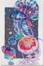 Bead embroidery kit Jellyfish night dance needlework kit Art beadwork pattern