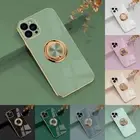 Luxury Back Cover With Ring Stand For iPhone 16 15 14 13 12 11 Pro Max Plus Case