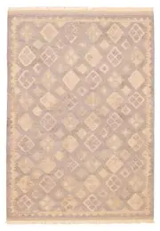 Vintage Hand Woven Carpet 5'3" x 7'5" Traditional Wool Kilim Rug