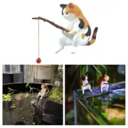 Aquarium Miniature Animal Figurines Set Fish Tanks Decorations Small Fishing Cat