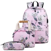 Small Fresh Printed Backpack Set - 3 Pieces for Students