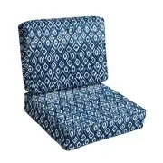SORRA HOME Outdoor Cushion 23.5"X23"X5" Polyester Foam Geometric Welted Blue