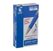 Pilot Supergrip FINE tip Ballpoint pen 0.7mm - 1 DOZEN BLUE