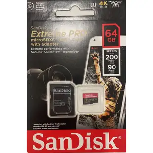 SanDisk 64G 64GB microSD Extreme Pro 200MB microSDXC 4K 記憶卡