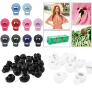 Spring Loaded Plastic Round Toggle Stopper Cord Locks Black White & Multicolor
