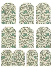 Ten Green Cupid HANG TAGS Ephemera Vintage Style for Junk Journal etc