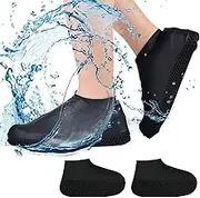 EZONEDEAL Waterproof Shoe Covers, Silicone Waterproof Shoe Covers Non-Slip Waterproof Overshoes Silicone Rubber Rain Boot Covers Shoe Protective Covers Non-Slip Shoe Boots Easy Clean Shoe Covers (L)