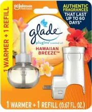 Glade PlugIns Refills Air Freshener Starter Kit Hawaiian Breeze Warmer+1 Refill