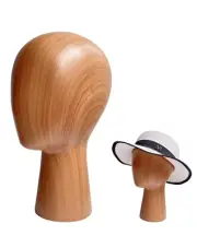 Mannequin Head Block, Hat and Wig Display Stand, Imitation Wooden Wig Head St...