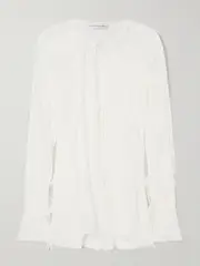 [Christopher Esber] Christopher Esber - Tie-detailed Ruffled Silk-chiffon Blouse - White - UK 10 UK 10 White