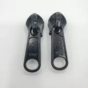 2 YKK #10 C F Dfl Sliders Zipper Single Pull Tab Black Metal Large Coil Non-Lock