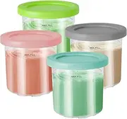 [Tarana] Set of 4 Creami Containers for Ninja, Ice Cream Cups, Ice Cream Container with Blanket, Ice Cream Container, Creami Ice Maker Accessories for Ninja NC301 NC300 NC299AMZ, BPA-Free, Leak-Proof