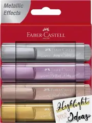 Faber-Castell Brilliant Textliner Metallic - Pack of 4 Includes Gold, Silver,...