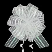 Pull Bows, 20Pcs Large White Organza Pull Ribbon String 6 Inches Gift Warp Bows