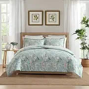 [Laura Ashley] Comforter Set, Luxurious Bedding with Matching Shams, Soft & Serene Room Essentials (Rosemoore Teal, Full/Queen)