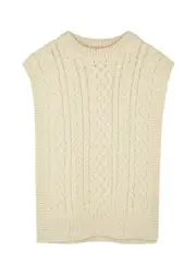 MR Mittens Cable-knit Wool Vest - Cream - M/L M/L