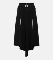 [Mugler] Mugler Logo asymmetric midi skirt AU 14 black