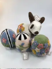 4 pc. Mackenzie Childs Spring Fling Felted Bunny +3 eggs New FREE SHIPPING (L4)