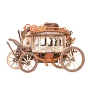 Rokr Music Box Stagecoach Mechanical 3D Wooden Puzzle Assembly Model Kit