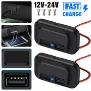 2Pcs Waterproof Dual USB Port Car Fast Charger Socket Power Outlet Panel Mount