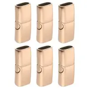 8mm x 4mm Flat Leather Clasps, 6Pcs Steel Clasps for DIY Crafts (Rose Gold)