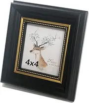 FRAMEWOLD Square Picture Frame 4x4 Black Photo Frame Square Frames Desktop Display Mount on the wall.Front Opening, 3.5 x 3.5 inch.Plastic Panel (not Glass), Plastic Packaging (not Carton).