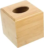 HOLIDYOYO Tissue Box Cover Cube Bamboo Roll Paper Box Vintage Timber Tissue Holder for Bathroom Home