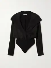 [Alaïa] Alaïa - Archetypes Hooded Satin-jacquard Bodysuit - Black - FR 36 FR 36 Black