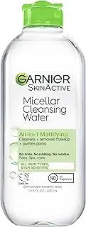 Garnier Micellar Water for Oily Skin, Facial Cleanser & Makeup Remover, Mattifying, For All Skin Types, Vegan, Cruelty Free, 13.5 Fl Oz (400mL), 1 Count