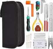 Guitar Repairing Tool Kit - Wire Plier,String Organizer,Fingerboard Protector,Hex Wrenches, Files, String Ruler Action Ruler, Spanner Wrench,Bridge Pins for Guitar Ukulele Bass Mandolin Banjo (25PCS)