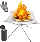 Outdoor Fire Pit, 22inch Collapsing Stainless Steel Mesh with Cut Resistant Glov