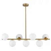 Modern Gold Chandeliers for Dining Room Light Fixture 7-Light Brass Linear Sp...