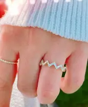 14k Diamond Baguette Ladies Ring Zig Zag YELLOW GOLD Band .31ct Natural Diamonds