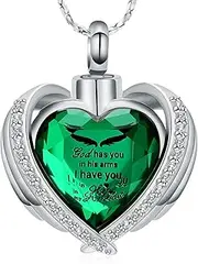 [QGJNSGC] Cremation Jewelry for Ashes Pendant Crystal Heart Urn Necklace with Mini Memorial Keepsake Urn Memorial Ash Holder for Women Jewelry