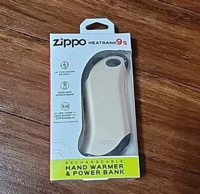 New in Box Zippo HeatBank 9S Rechargeable Hand Warmer Champagne
