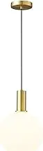Vintage Brass Pendant Light with Frosted Glass Shade - Adjustable Height Chandelier for Home Decor