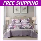 Reversible King Quilt Set - Classic Floral Lightweight Bedspread & Pillow Cases