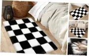 Small Rugs for Bedroom, 2x3 Washable Black and White Checkered Rug for Living