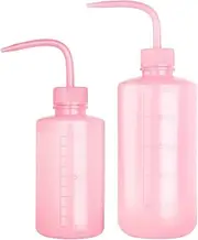 250ml+500ml Plastic Safety Wash Bottle, Pinkish Lab Squeeze Bottle with Narrow Mouth and Scale Labels, Squirt Bottle For Plant Flower Succulent Watering - 2 Packs