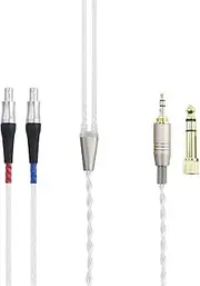 Silver Plated Replacement Audio Upgrade Cable Compatible with Sennheiser HD800, HD800S, HD820 Headphones with 3.5mm 1/8" Male and 6.3mm 1/4" Adapter