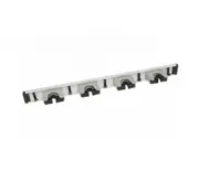 Edco 11800 Universal Mop and Broom Holder On Rail - Silver/Black Single (4
