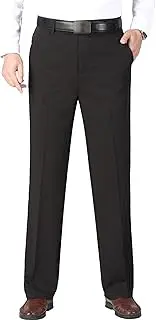 [JEShifangjiusu] Men's Casual Business Suit Trousers Slim Fit Flex Flat Front Trousers Classic Waist