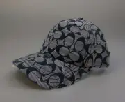 AUTH NWT $165 COACH Baseball Hat Chambray Jacquard SIGNATURE C Leather Strap